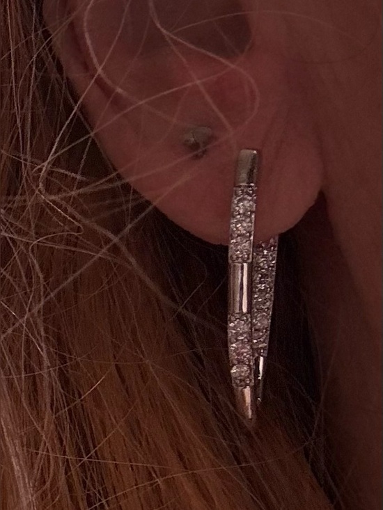 Jewelry - Silver Crystal Unique V Shaped Hoop Earrings Elegant Women Jewelry Sparkly NWOT